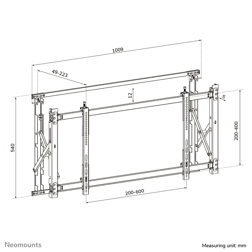 Neomounts LED-VW1750BLACK Videowall-Wandhalterung 32-55" - Pull-Out - max 35 kg
